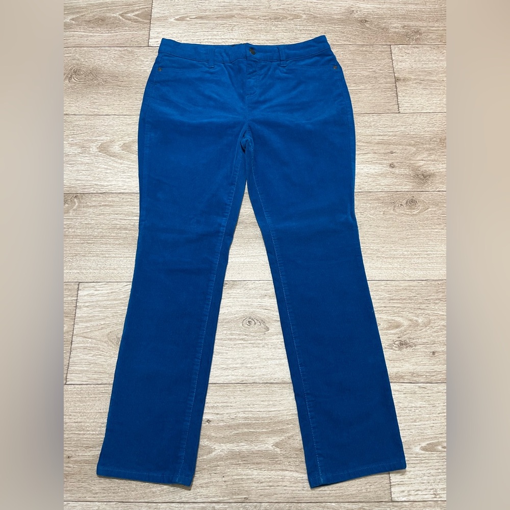 Talbots Sz 10P Women Simply Flattering 5 Pocket Straight Blue Corduroy Pants